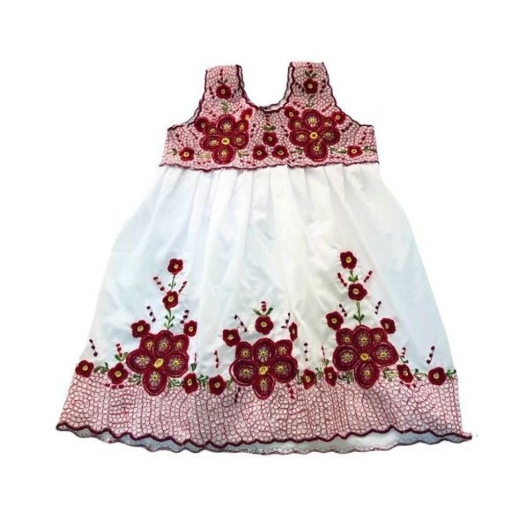 Handmade Embroidered Eyelet Floral Dress | XS